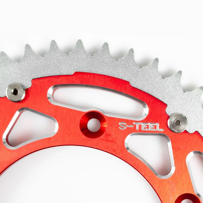 Couronne Bi-Métal S-TEEL Anti-Boue Honda Pas 520 52 dents Noir/Rouge - vue 2